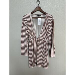 NWT Yana K pink striped eve tunic womens S coverup beachy resort vacay